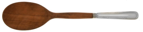 York (Silverplate, No Monograms) Salad Serving Spoon with Wooden Bowl
