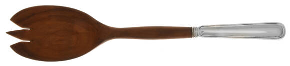 York (Silverplate, No Monograms) Salad Serving Fork with Wooden Prongs