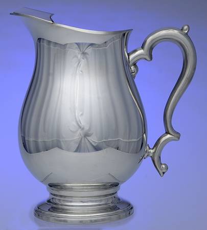 Colonial (Pewter, Hollowware) Plated Water Pitcher with Ice Lip