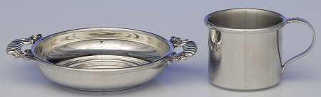 Colonial (Pewter, Hollowware) 2 Piece Baby Set (Baby Cup & Porringer)