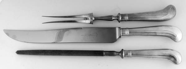 BSL1 (Silverplate) Large 3-Piece Roast Carving Set w/ Stainless Blade