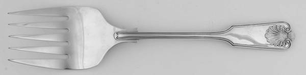Fiddle Thread and Shell (Silverplate, 1980) Large Solid Fish Serving Fork