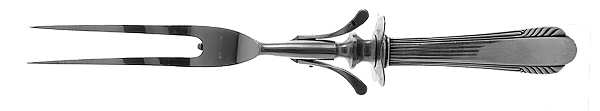 Lorraine (Sterling, 1946, No Monograms) Large Stainless-Prong Roast Carving Fork