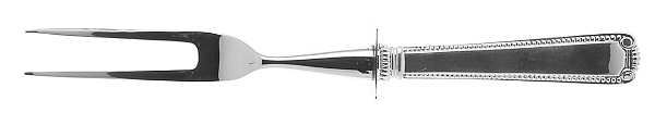 Scroll & Bead (Sterling, 1940, No Monograms) Small Steak Carving Fork with Stainless Prongs