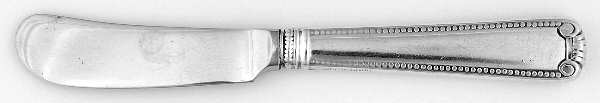 Scroll & Bead (Sterling, 1940, No Monograms) Butter Spreader Hollow Hdl-Paddle/Stainless Blade