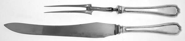 Georgian (Sterling, No Monograms) Large 2-Piece Roast Carving Set w/Stainless Blade