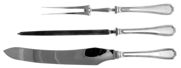 Georgian (Sterling, No Monograms) Large 3-Piece Roast Carving Set w/ Stainless Blade