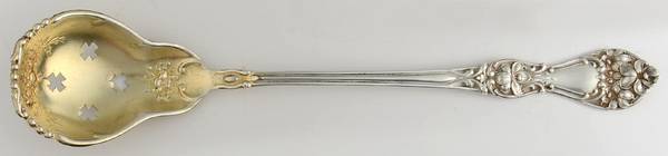 BMS11 (Sterling) Pierced Bowl Short Handle Olive Spoon