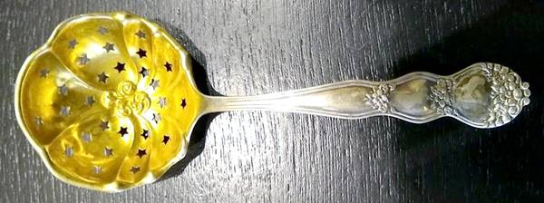BMS16 (STERLING) Solid Bon Bon Spoon with Pierced Bowl