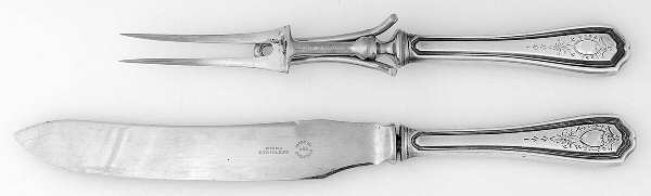 Georgian-Engraved (No Monograms) Small Stainless Blade 2-Piece Steak Carving Set