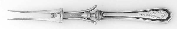 Georgian-Engraved (No Monograms) Small Steak Carving Fork with Stainless Prongs