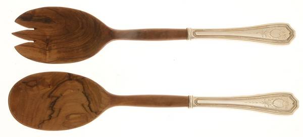 Georgian-Engraved (No Monograms) Wooden Bowl 2-Piece Salad Set