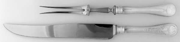 Queen Mary (Silverplate) Large 2-Piece Roast Carving Set w/Stainless Blade