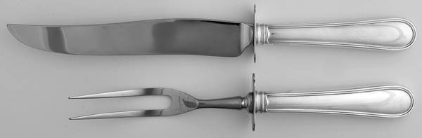 Colonial Thread (Sterling) 2 Piece Small Carving Set W/ Sterling Guard