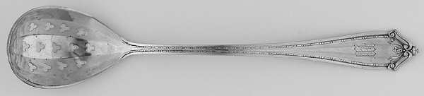 BMS24 (Sterling) Pierced Bowl Short Handle Olive Spoon