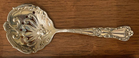 BMS26 (STERLING) Solid Bon Bon Spoon with Pierced Bowl