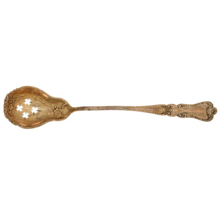 BMS26 (STERLING) Pierced Bowl Short Handle Olive Spoon