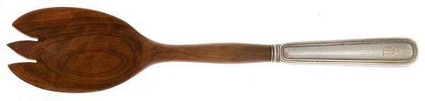 Saxon (Sterling, 1914, No Monograms) Salad Serving Fork with Wooden Prongs