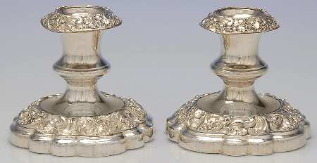 Silverplate Hollowware Pair of 3" Console Candleholders