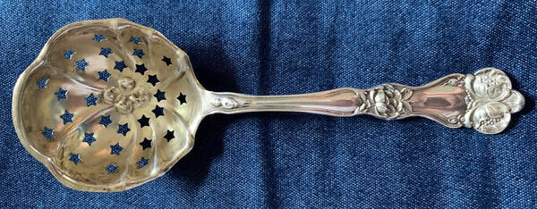 BMS30 (STERLING) Solid Bon Bon Spoon with Pierced Bowl