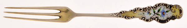 BLS7 (STERLING) Strawberry Fork with Enamel Inlay