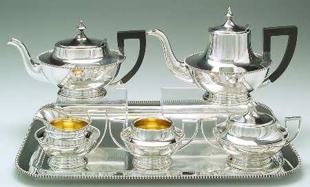 4005 (Silverplate, Hollowware) 6-Piece Plated Tea Set (Waste & Tray)