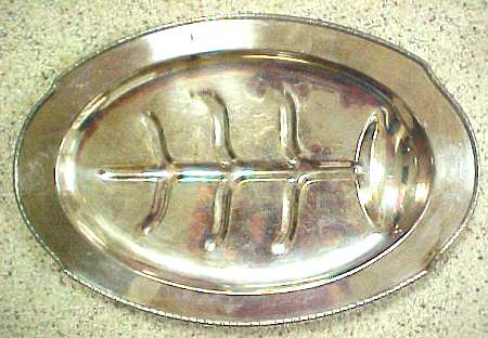Georgian (Silverplate, Hollowware) Large Plated Footed Meat Platter with Well