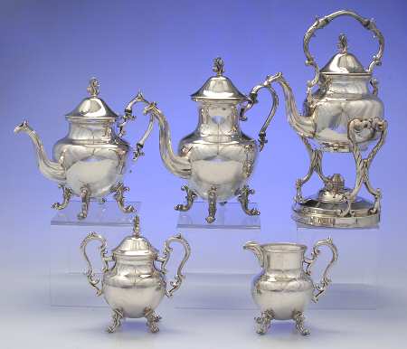 BIM10 (Silverplate, Hollowware) 5-Piece Plated Tea Set (with Kettle)
