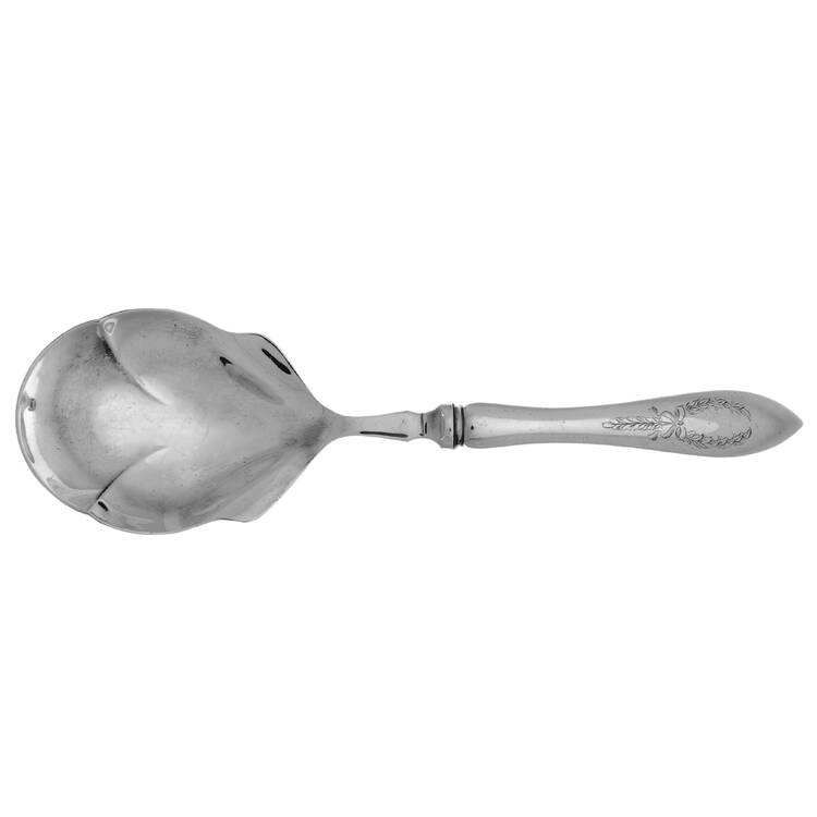 Tudor Wreath (Sterling) Casserole Spoon with Silverplate Shell Bowl