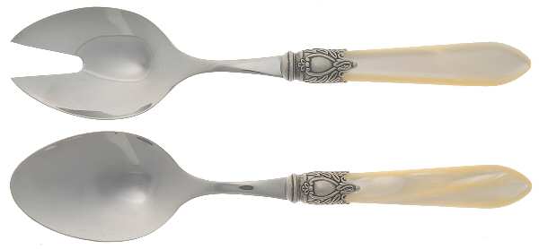 Oxford-Ivory (Stainless, Acrylic) (2 Pc) Solid Salad Set