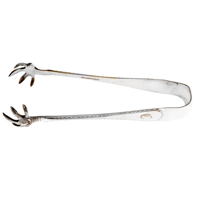 BBS3 (Sterling) Large Ice Serving Tongs with Claw Tips