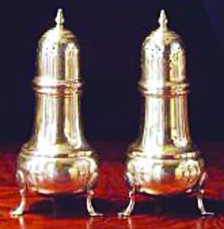 43 (Sterling, Hollowware) Salt and Pepper Set