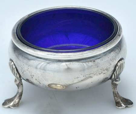 43 (Sterling, Hollowware) Open Salt Master-W/Cobalt Liner
