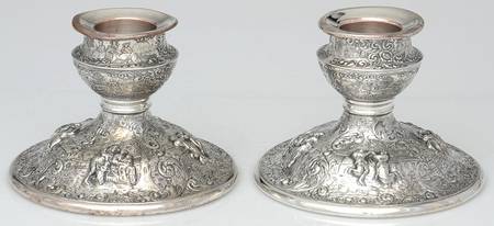 Silverplate Hollowware Pair of 4" Console Candleholders