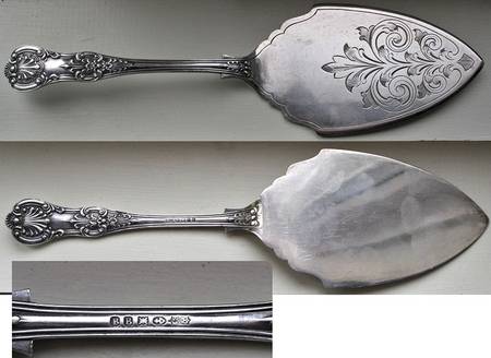 B1Bb1b1 (Silverplate) Bright Cut Solid Pastry Server
