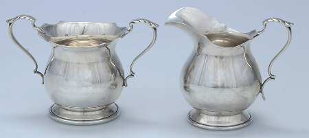 210 (Sterling, Hollowware) Mini Sterling Creamer and Open Sugar