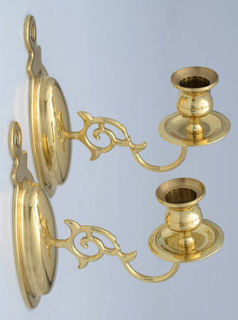Brass Candlesticks Pair of Wall Sconces