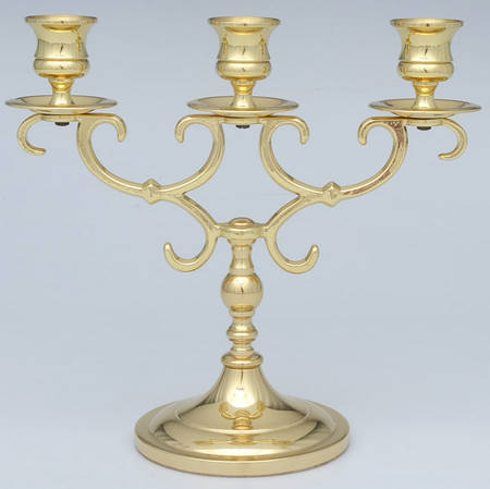 Brass Candlesticks 8" 3 Light Candelabra