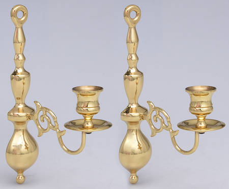 Brass Candlesticks Pair of Wall Sconces