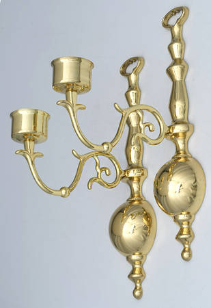Brass Candlesticks Pair of Wall Sconces