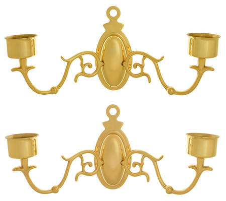 Brass Candlesticks Pair of 2 Arm Sconces 12" Wide