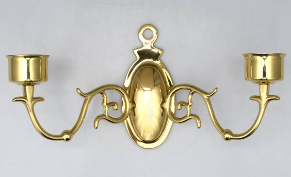 Brass Candlesticks 2 Arm Sconce 12" Wide
