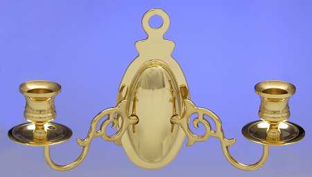 Brass Candlesticks 2 Arm Sconce 10" Wide
