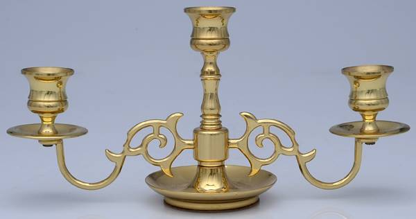 Brass Candlesticks Small 3-Light Candelabra