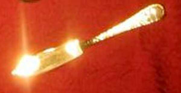 Golden London Engraved (Str, Gold Vermeil) Hollow Handle Master Butter Knife