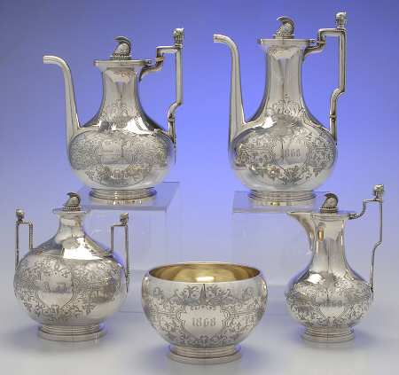 BBK9 (Sterling, Hollowware) 5 Piece Tea Set (SCP, STP, SCR, SSU, SWB)