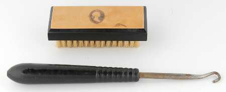 Stainless Hollowware Nail Brush & Small Solid Button Hook Set