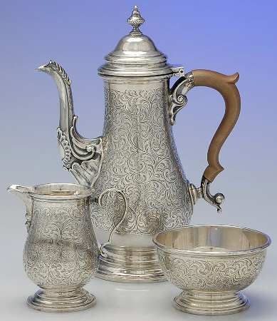Tudor Scroll (Sterling, Hollowware) 3 Pc Demi Set-(SCPM, SCRM, SSUOM)