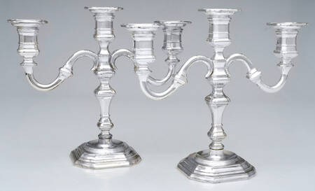 Silverplate Hollowware Pair of 9" 3 Light Candelabra
