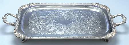 Bim20 (Silverplate, Hollowware) 18" 4 Toed Rectangular Handled Tray